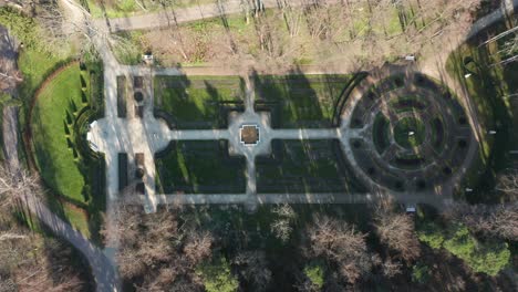 AERIAL:-Birute-Park-Garden-in-Palanga-on-a-Sunny-Spring-Day