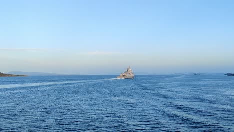 Frigate-Fridtjof-Nansen-from-Norway-navy-is-sailing-towards-naval-base-Haakonsvern-in-Bergen