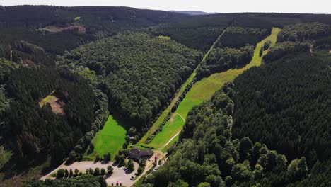 Mountain-forest-landscape-aerial-flight