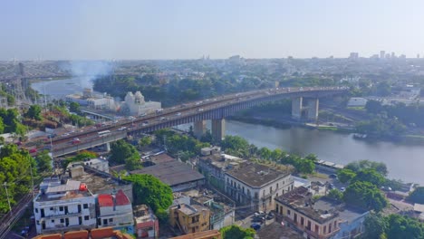 Aerial-View-Of-Matias-Ramon-Mella-Bridge-Spanning-River-Ozama-In-Dominican-Republic