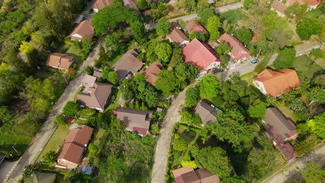 Village-aerial-view,-Muak-Klek,-Saraburi,-Thailand