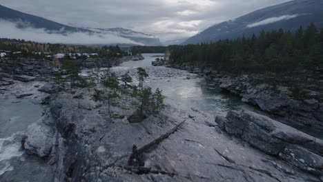 An-aerial-of-a-glacier-river-in-Norway