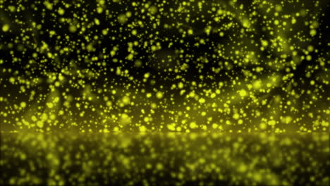 Abstract-Gold-Particles-with-Mirror-Floor,-Glitter,-Bokeh,-Dust-4K