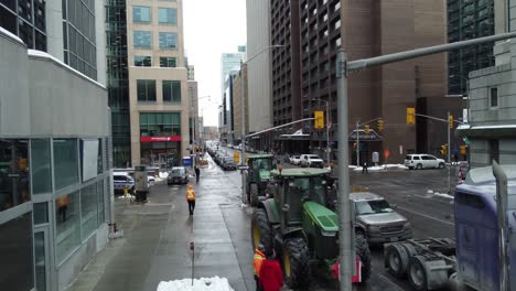 Antena,-Protesta-De-Camioneros-En-Ottawa,-Canadá