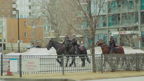 Policías-A-Caballo-Calgary-Protesta-En-Cámara-Lenta-5-De-Febrero-De-2022