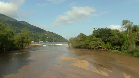 River-And-Forest-In-Yelapa,-Jalisco,-Mexico---aerial-drone-shot