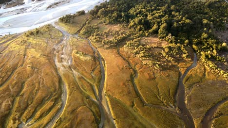 Tilt-down-aerial-view-of-Rio-Blanco,-Hornopiren,-Hualaihue,-Chile