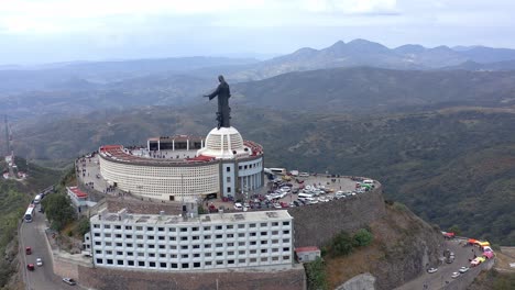 Aerial:-Cristo-Rey,-divine,-Guanajuato-Mexico,-drone-view