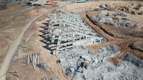 AERIAL:-Piles-of-Cement-Laying-near-National-Stadium-in-Vilnius