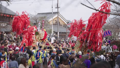 Crowd-of-Japanese-People-at-festival-event,-witnessing-Sagicho-Matsuri-Battle