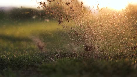 Nahaufnahme-Eines-Callaway-Golfballs,-Der-Von-Einem-Schwingenden-Schläger-Geschlagen-Wird,-Zeitlupe