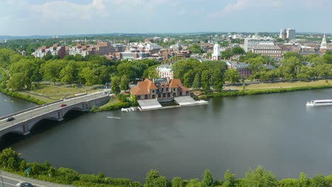 Cinematic-Establishing-Shot-of-Weld-Boat-House-on-the-Charles-River