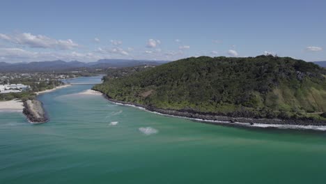 Famous-Burleigh-Headland-And-Tallebudgera-River-In-Gold-Coast,-Queensland,-Australia