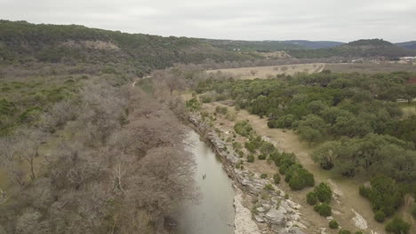 Aerial-of-river-in-central-Texas-hill-country