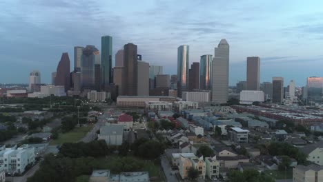 This-video-is-about-an-aerial-of-the-downtown-Houston-skyline-in-the-evening