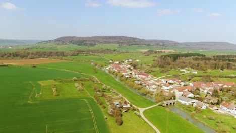 Aerial-shot-of-the-Town-in-the-Farm