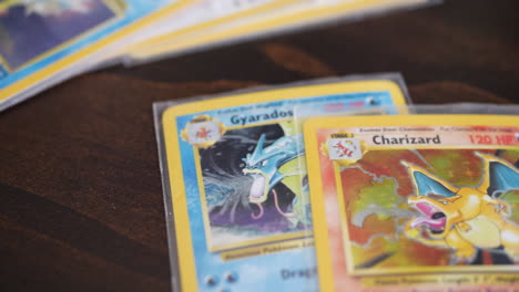 Vintage-retro-holographic-Pokemon-card-collection-with-Gyarados-and-Charizard