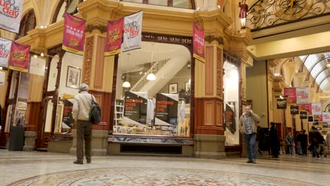 Block-arcade-melbourne,-July-2019-historical-shopping-arcade-building-in-melbourne---popular-tourist-attraction-in-melbourne