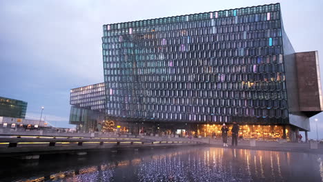 The-stunning-dancing-light-display-at-the-Harpa-Concert-Hall-in-downtown-Reykjavik-Iceland