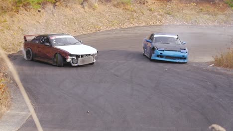 Two-Nissan-Silvia-Drift-Cars-Getting-Close-to-Collision-While-Drifting