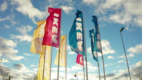 IKEA-flags-are-lit-up-by-the-evening-sun