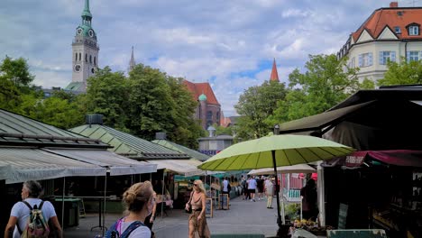 Viktualienmarkt,-Mercado-Abierto-En-El-Centro-De-Munich-Alemania