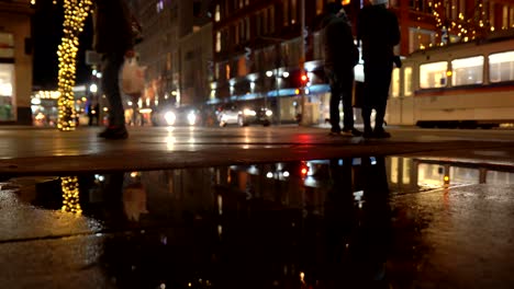 Reflection-of-Denver-downtown-night-view-on-a-puddle