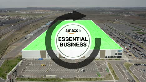 Luftbewegungsgrafik-Zeigt-Wichtige-Geschäftstitel-über-Dem-Amazon-Lager-An