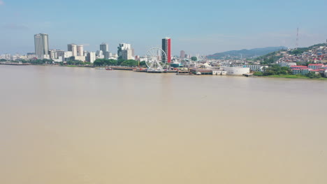 A-drone-shot-in-the-city-of-Guayaquil,-Ecuador