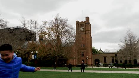 Antiguo-Edificio-De-Artes-Torre-Del-Reloj,-Universidad-De-Melbourne-Universidad-De-Melbourne-Torre-Del-Reloj