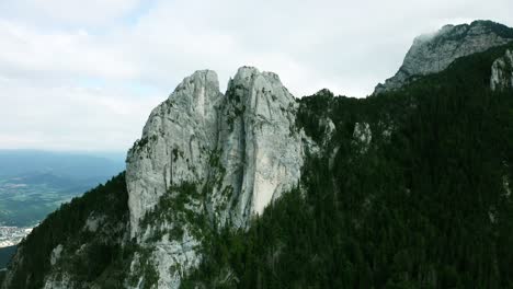 Drone-shot-of-"Les-Trois-Pucelles"-in-France,-Isere-next-to-Grenoble