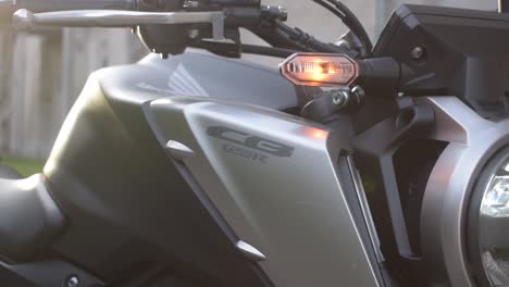 Close-up-of-the-led-light-of-a-Honda-motorcylce