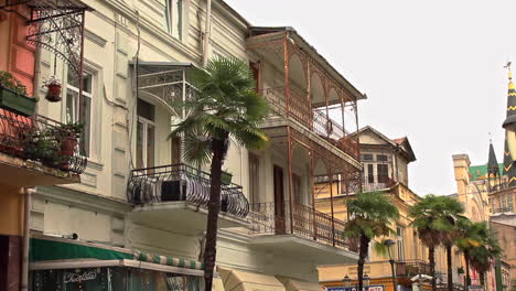 Residential-apartments-with-balconies-on-street-in-Batumi,-Georgia