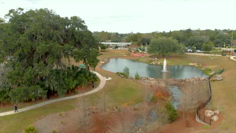 Aerial-View-of-Cascades-Park-in-Tallahassee,-Florida-USA