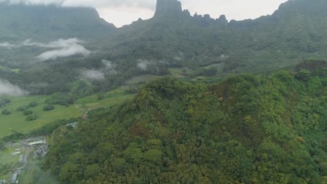 Aerial-from-Moorea-overlooking-mountains