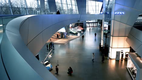 BMW-car-and-motorcycle-exhibition-in-the-so-called-"BMW-Welt"-which-means-BMW-world-in-Munich,-Bavaria