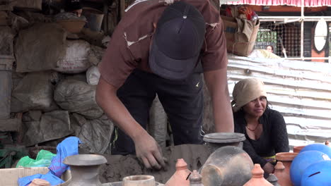 Kathmandu,-Nepal---November-16,-2019:-A-man-making-a-clay-pot-on-a-potter's-wheel