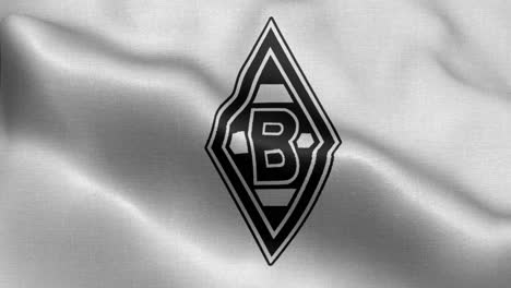 Bucle-Animado-Blanco-4k-De-Una-Bandera-Ondeante-Del-Equipo-De-Fútbol-De-La-Bundesliga-Borussia-Monchngladbach