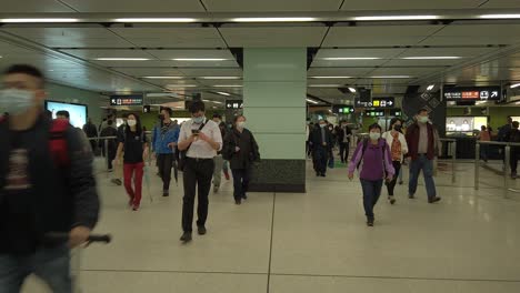 Corona-Virus-Pandemic,-Local-Commuters-at-Hong-Kong-underground-MTR-station