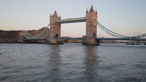 Handheld-view-of-the-iconic-landmark-Tower-Bridge-above-River-Thames