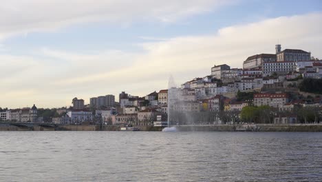 Coimbra-city-view-at-sunset,-in-Portugal