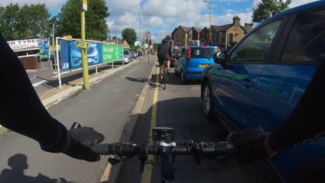 POV-Approaching-Red-Traffic-Light-Past-Cars-By-Box-Junction-Beside-Bushey-Railway-Station