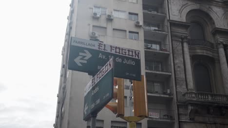Slomo-pan-right-shot-of-name-plate-of-famous-avenue-in-Montevideo
