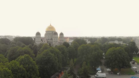 Aerial-view-of-Nativity-of-Christ-Cathedral-from-distance-on-sunny-day