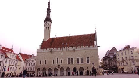 The-Tallinn-city-Hall-and-square-in-static-long-range-shot