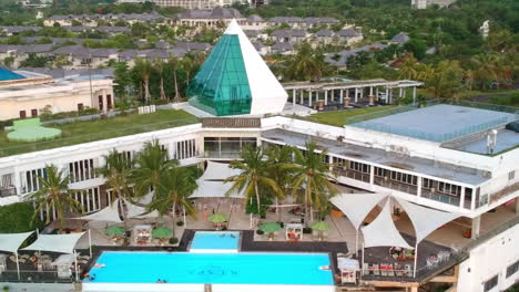 Aerial-View-of-Pecatu-Indah-Resort-Klapa-Hotel,-Bali-Indonesia-Asia