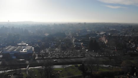 Flying-over-the-Droitwich-Spa-town-centre-on-a-foggy-November-morning