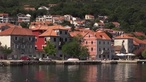 Kotor,-mediterranean-town,-shot-from-the-sea-water