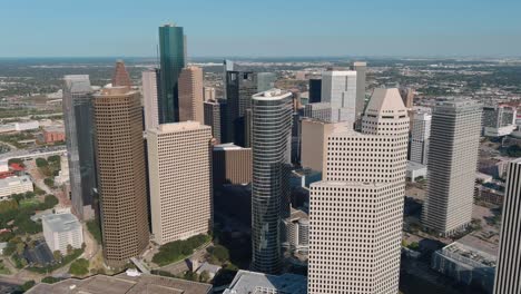 Drone-view-of-downtown-Houston-skyline