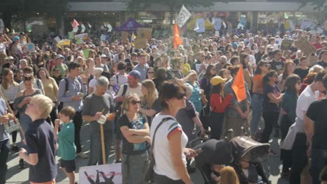 Youth-Climate-Strike-in-Sheffield-City-Centre-2019-in-front-of-the-City-Hall-with-speakers-and-representatives-young-and-students-and-older-adults